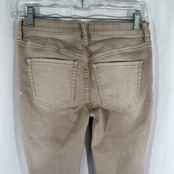 Free People Jeans Women's 26 Tan Denim Button Fly Raw Hem Skinny Jeans - Picture 9 of 11